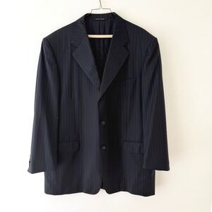 Canali 3 Button Wool Pinstripe Sport Coat Navy 46R Made in Italy Classic Fit